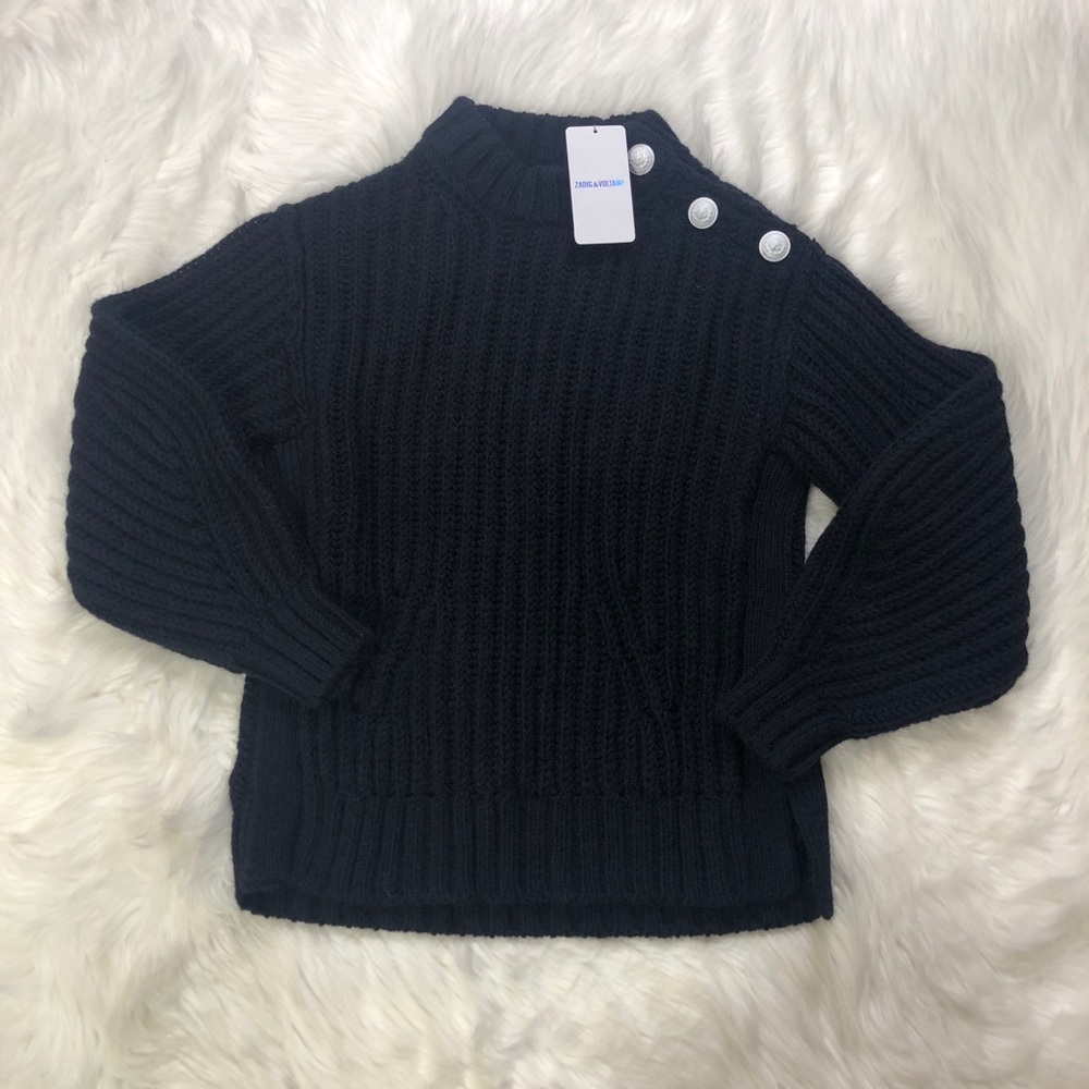 NWT ZADIG & VOLTAIRE Marlon Awa Sweater In Encre - Picture 6 of 8